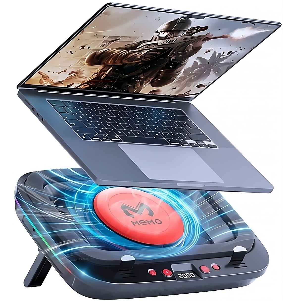 Laptop Cooling Pad - Memo Laptop Cooler with LED Display,