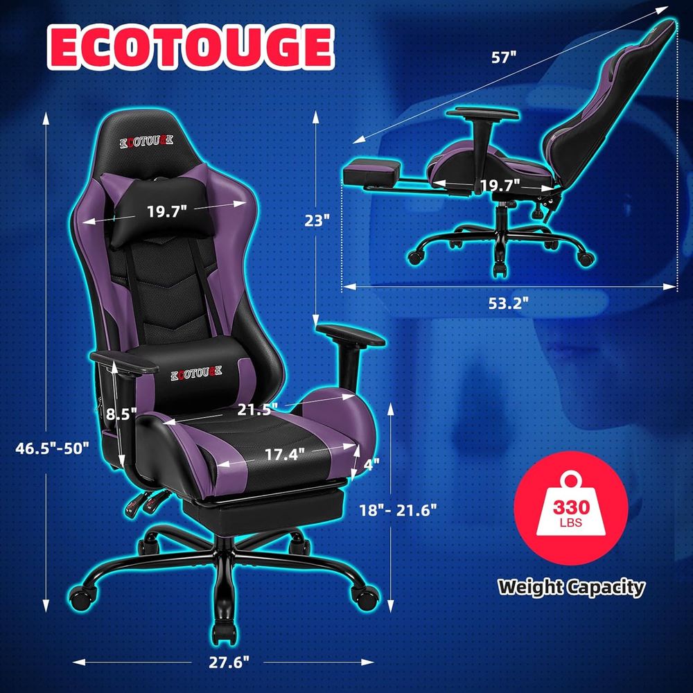 Racing-Style Gaming Chair with - Gaming Chair Lumbar Pillow review and price