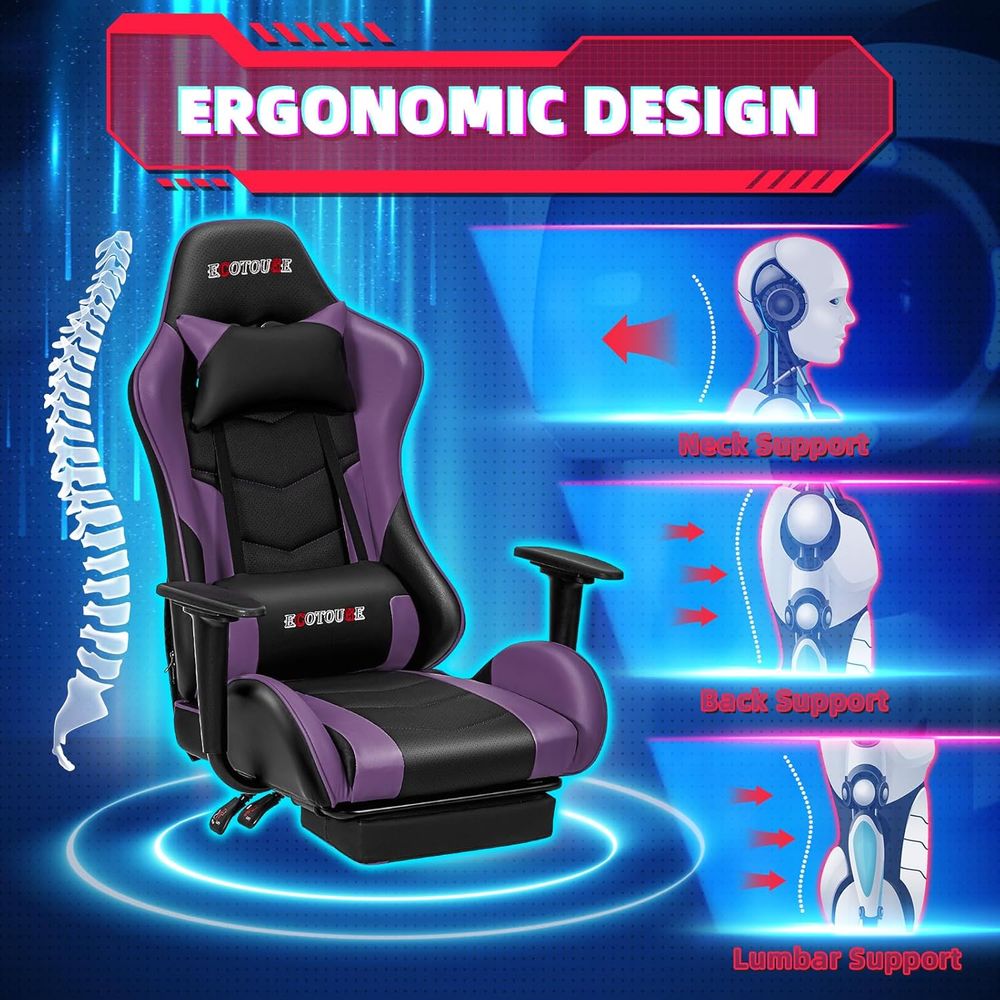 Racing-Style Gaming Chair with - Gaming Chair Lumbar Pillow review and price