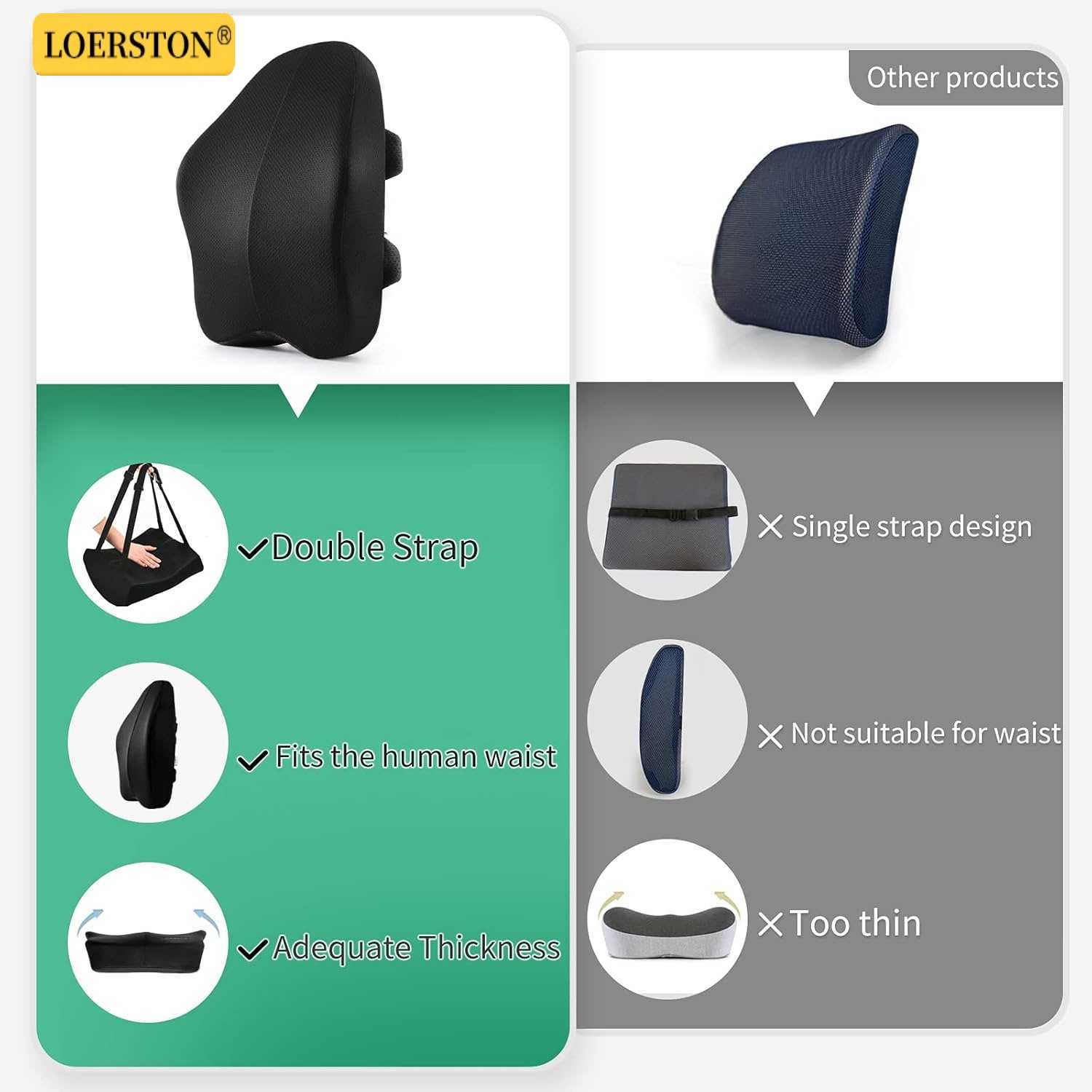 Memory Foam Seat Cushion Waist - Gaming Chair Lumbar Pillow review and price