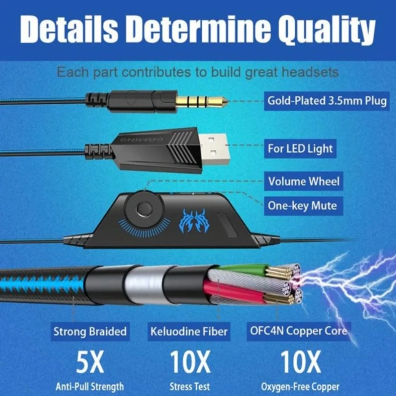 Gaming Headset Deep Bass Stere - Pc Gaming Ps5 review and price