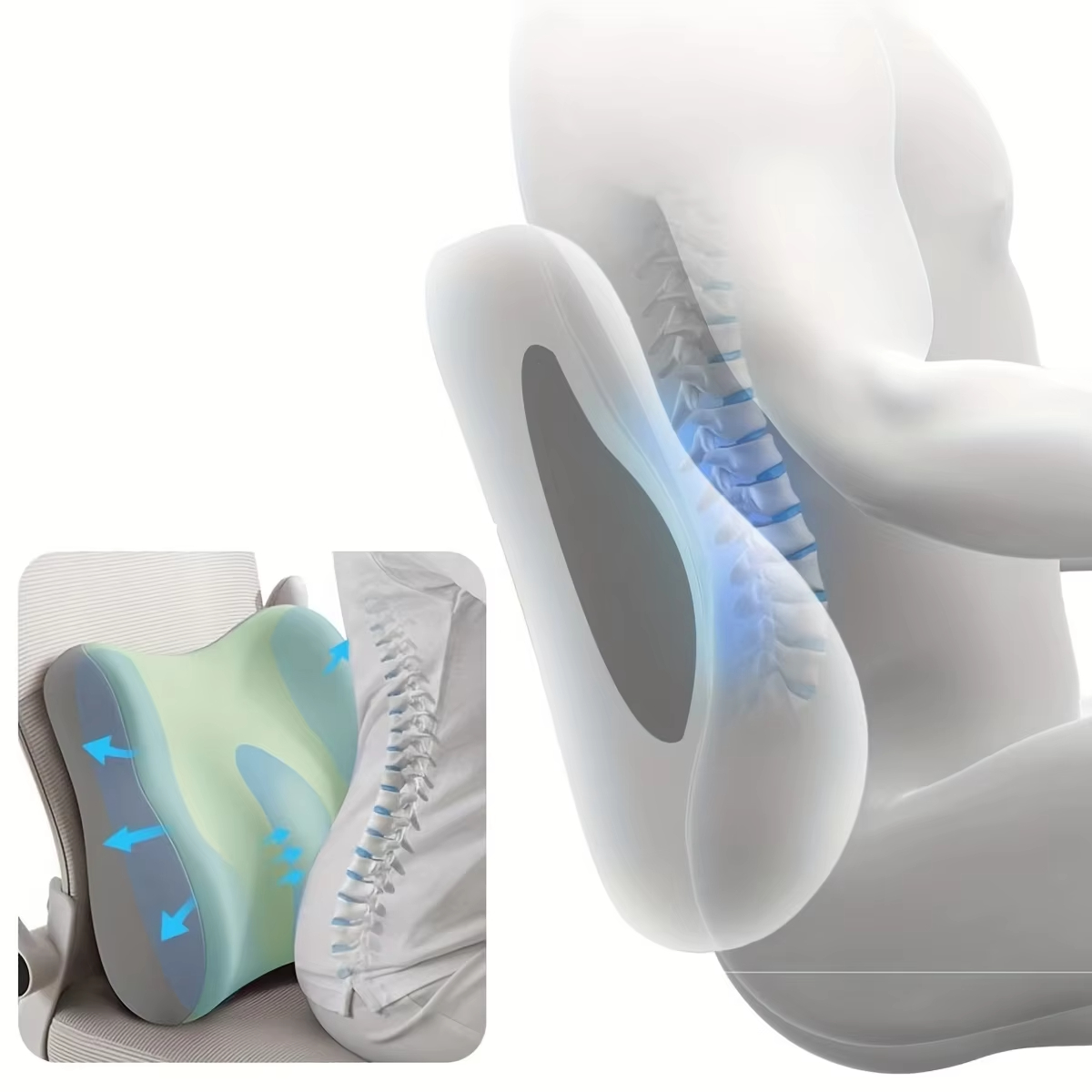 Car Seat Memory Foam Cushion L - Gaming Chair Lumbar Pillow review and price